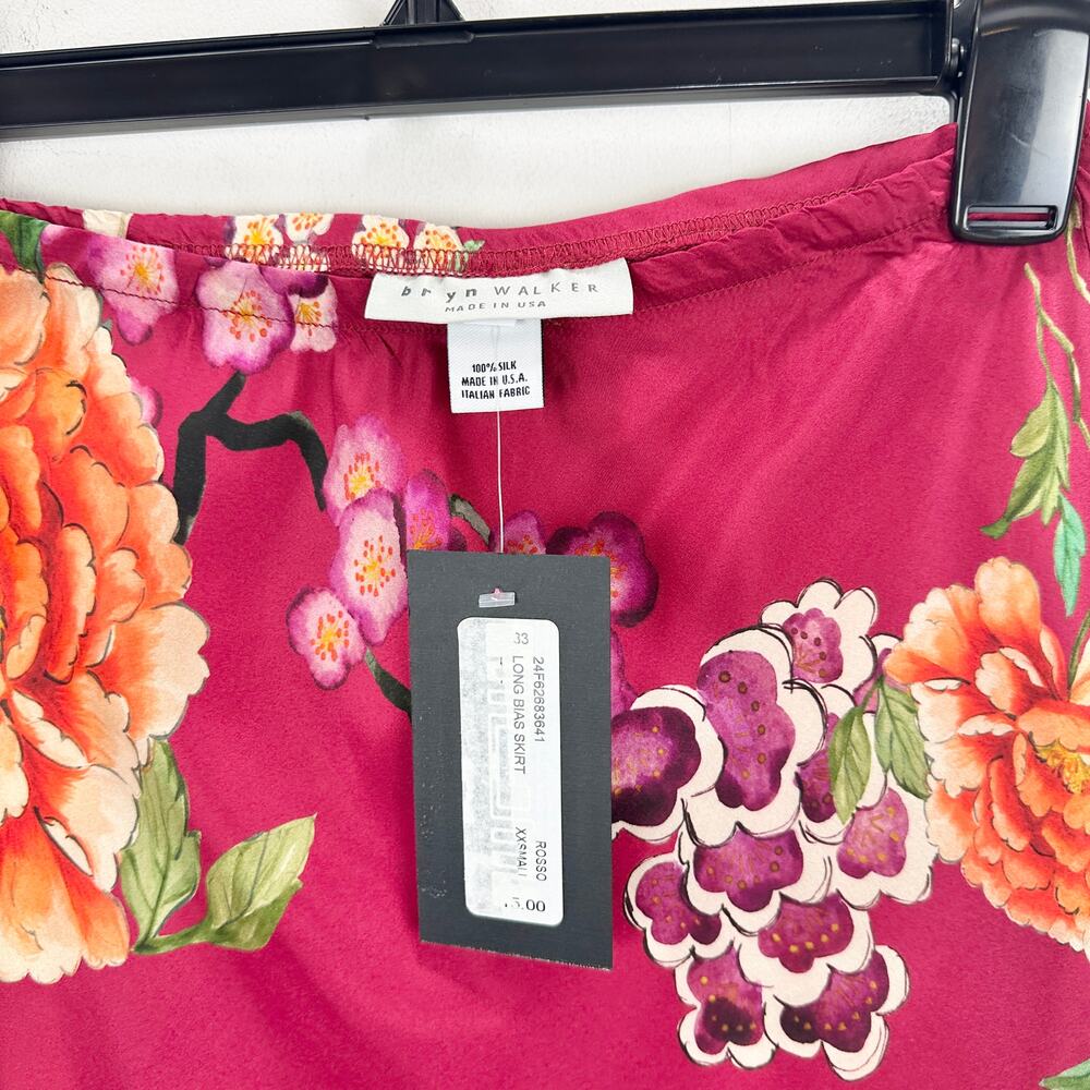 Bryn Walker 100% Silk Slip Skirt Maxi Printed Floral Bias A Line Pull On XXS NWT - Picture 5 of 7